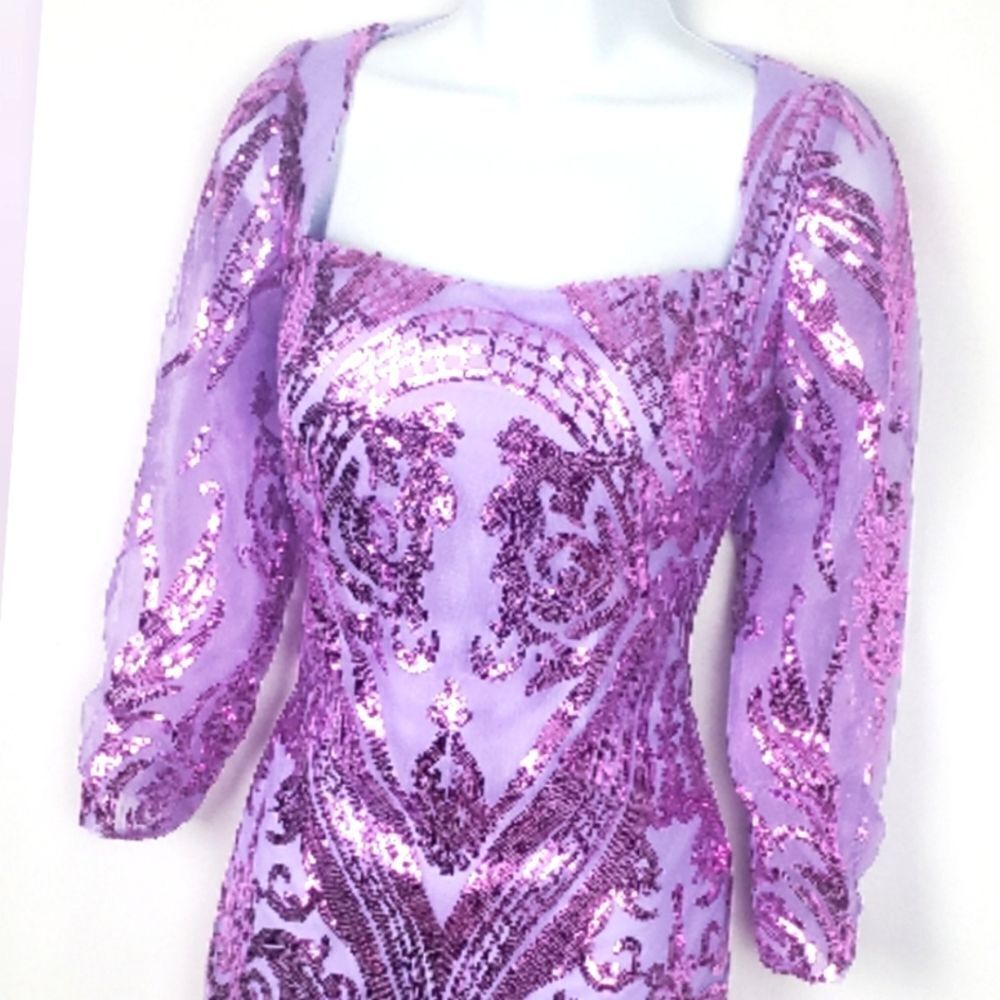 Purple Sequined Party Dress